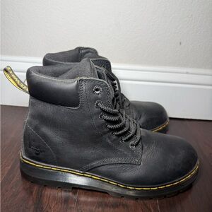 Dr. Martens Industrial Steel Toe Boots with Yellow Accents- never worn
